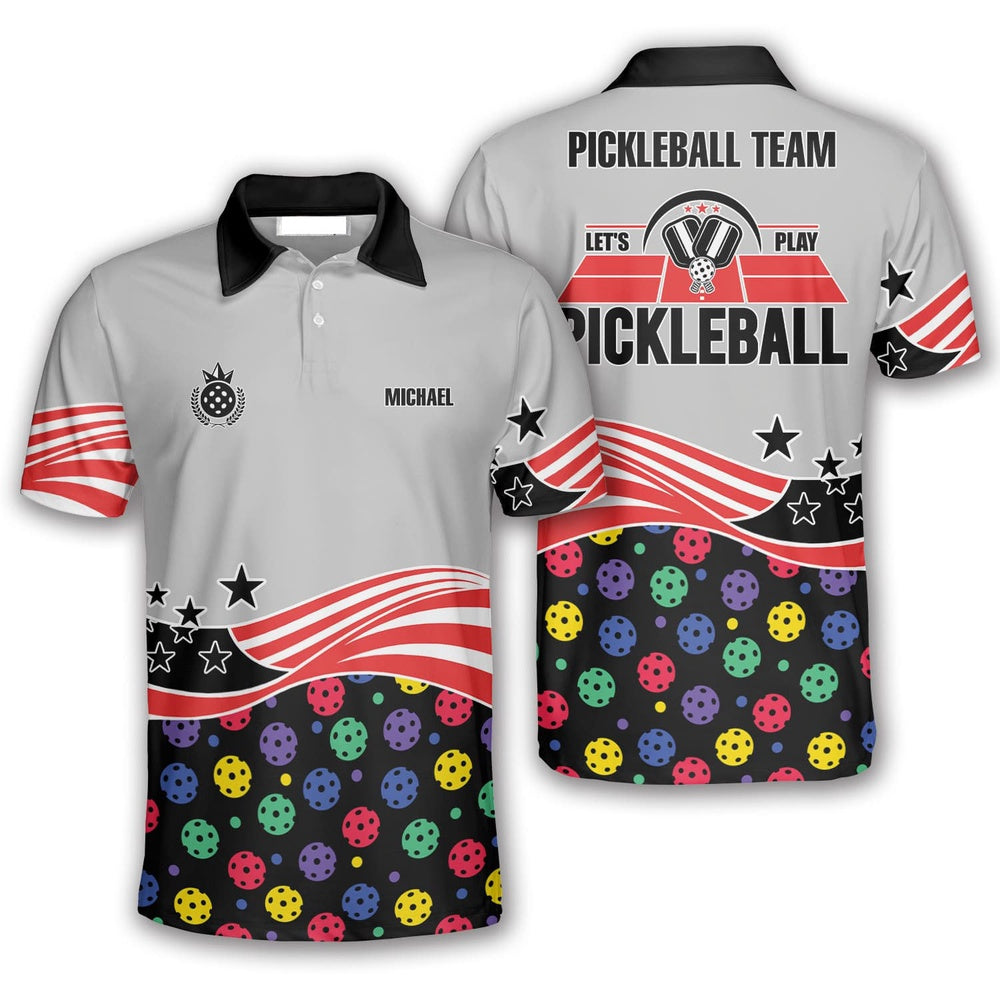 Pickleball Polo Shirts, Patriotic Player Pickleball Polo Shirts