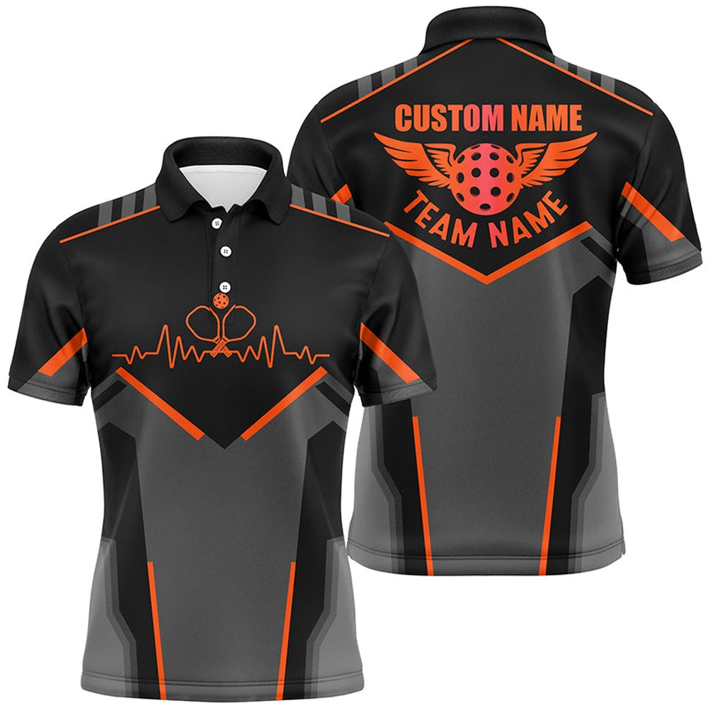 Pickleball Polo Shirts, Personalized Men'S Pickleball Polo Shirts, Pickleball Tournament Shirts For Team Orange