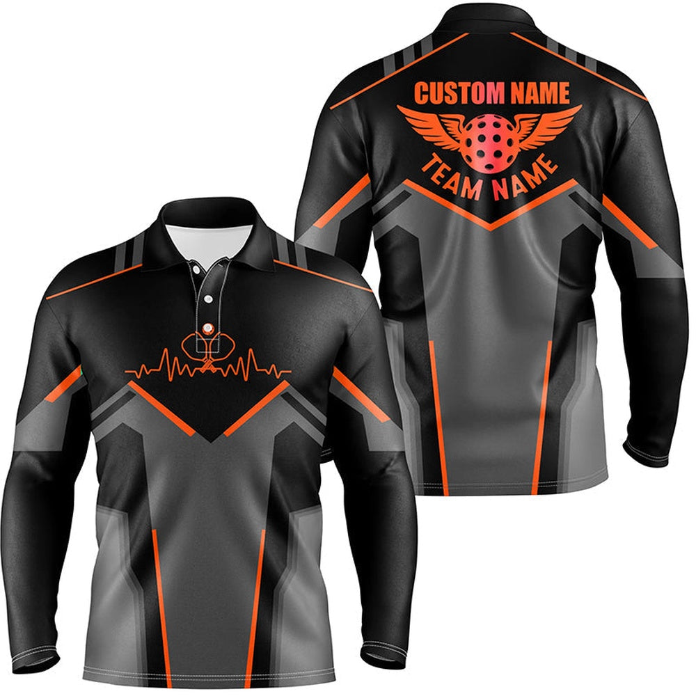 Pickleball Polo Shirts, Personalized Men'S Pickleball Polo Shirts, Pickleball Tournament Shirts For Team Orange