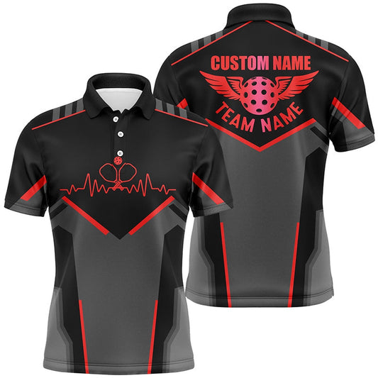 Pickleball Polo Shirts, Personalized Men'S Pickleball Polo Shirts, Pickleball Tournament Shirts For Team Red