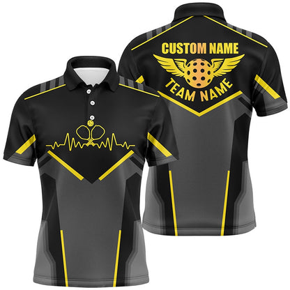 Pickleball Polo Shirts, Personalized Men'S Pickleball Polo Shirts, Pickleball Tournament Shirts For Team Yellow