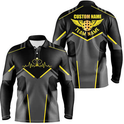 Pickleball Polo Shirts, Personalized Men'S Pickleball Polo Shirts, Pickleball Tournament Shirts For Team Yellow