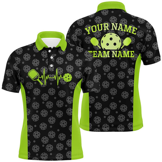 Pickleball Polo Shirts, Personalized Pickleball Pattern Team Shirts, Pickleball Men Jerseys Gifts For Players Green