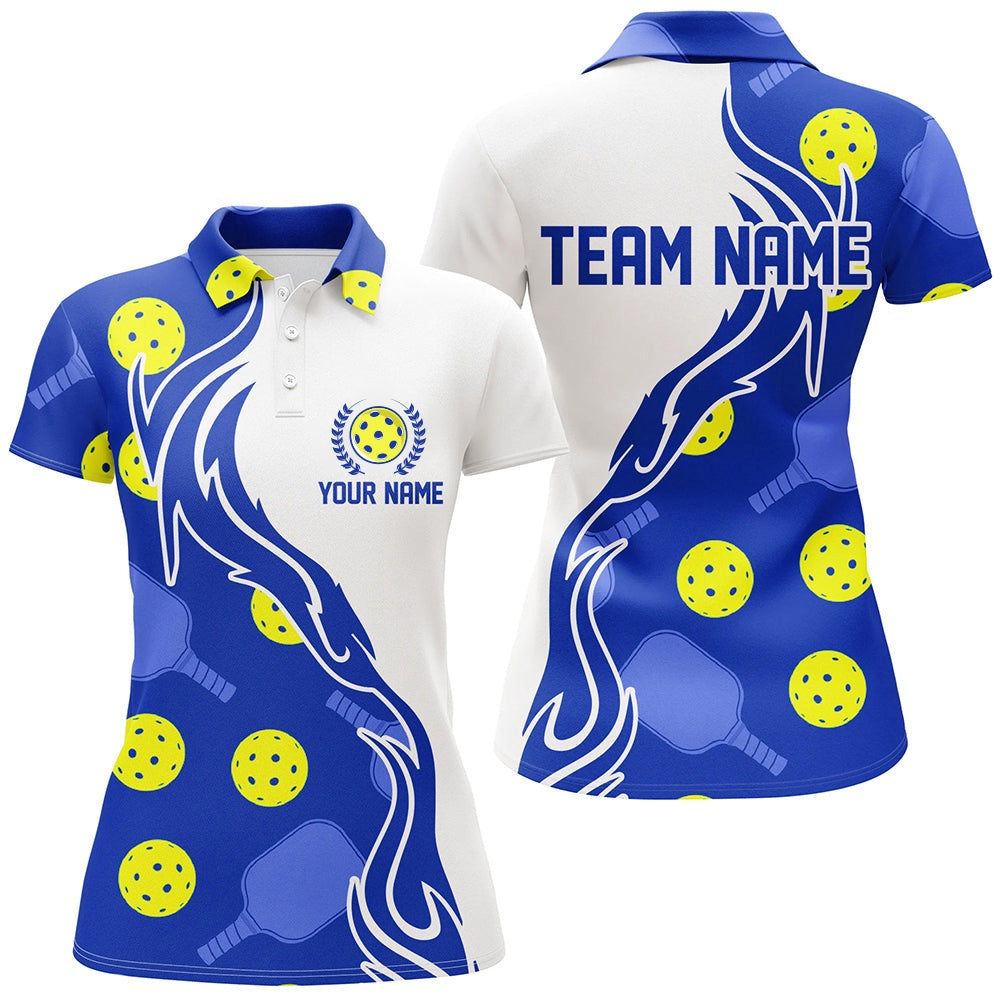 Pickleball Polo Shirts, Pickleball Ball And Paddles Custom Pickleball Shirts for ladies, Casual Pickleball Polo Tops Blue