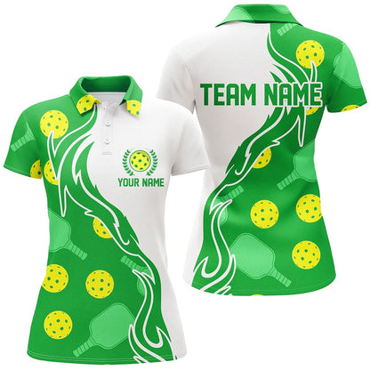 Pickleball Polo Shirts, Pickleball Ball And Paddles Custom Pickleball Shirts for ladies, Casual Pickleball Polo Tops Green