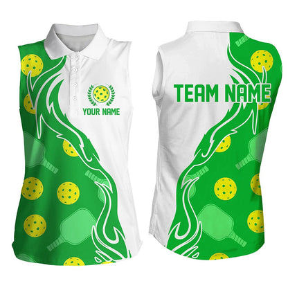 Pickleball Polo Shirts, Pickleball Ball And Paddles Custom Pickleball Shirts for ladies, Casual Pickleball Polo Tops Green