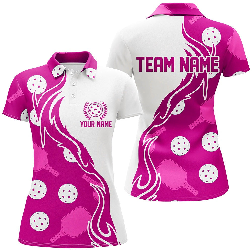Pickleball Polo Shirts, Pickleball Ball And Paddles Custom Pickleball Shirts for ladies, Casual Pickleball Polo Tops Pink