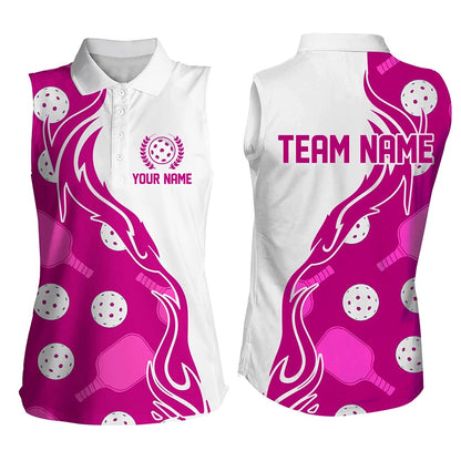 Pickleball Polo Shirts, Pickleball Ball And Paddles Custom Pickleball Shirts for ladies, Casual Pickleball Polo Tops Pink