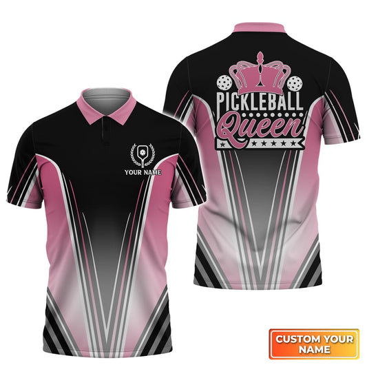 Pickleball Polo Shirts, Pickleball Queen Personalized Name 3D Polo Shirt
