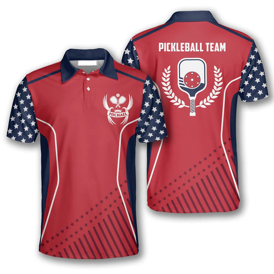 Pickleball Polo Shirts, Red Star Custom Pickleball Polo Shirts