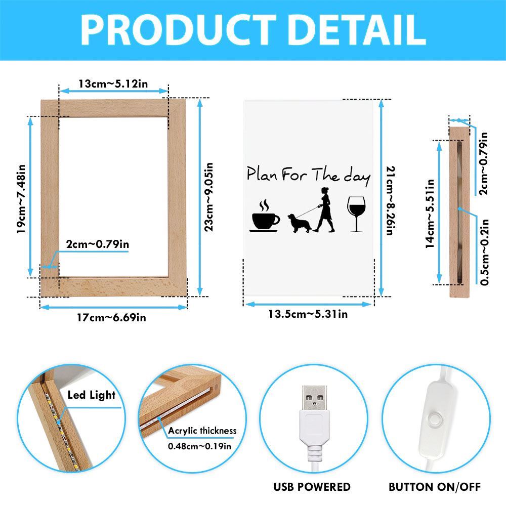 Plan For The Day Dog Mom Frame Lamp, Mother's Day Night Light, Best Mom Ever, Gift For Mom