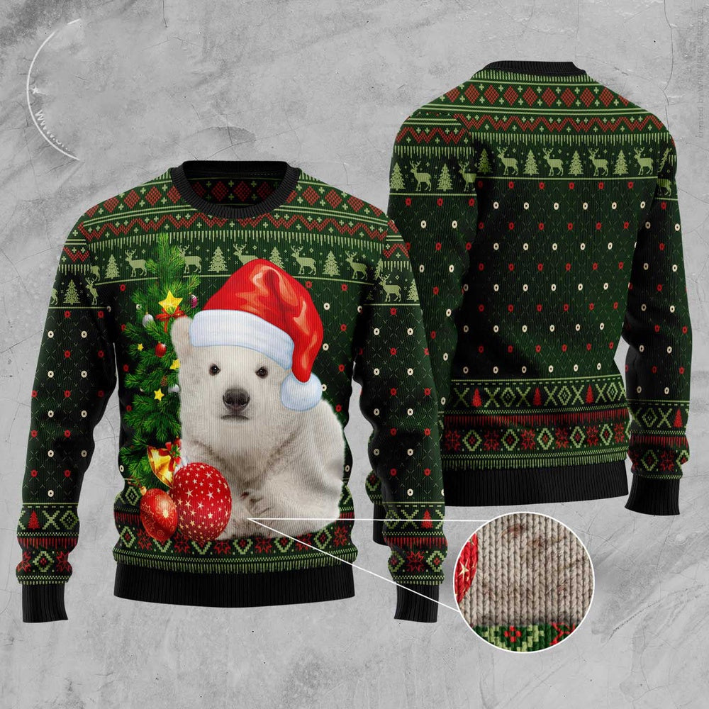 Polar Bear Cute Christmas Ugly Christmas Sweater, Funny Xmas Sweater, Sweater Xmas
