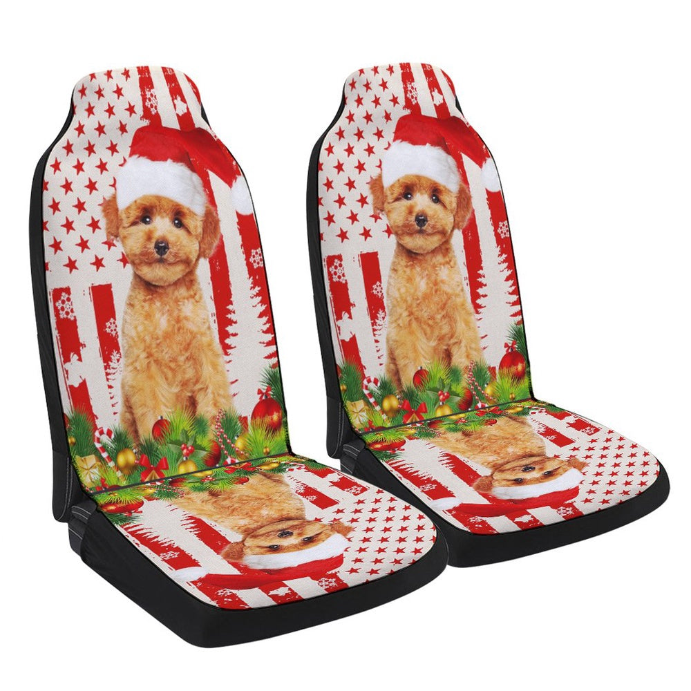 Poodle Christmas Cars Seat Cover, Christmas Car Seat Covers, Car Decor Gift