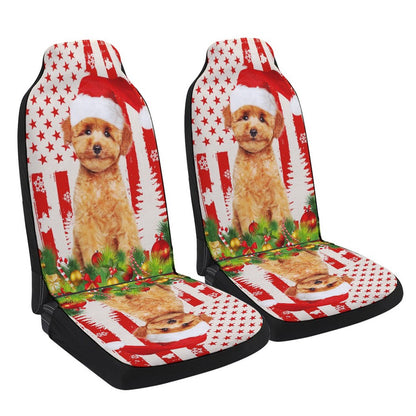 Poodle Christmas Cars Seat Cover, Christmas Car Seat Covers, Car Decor Gift