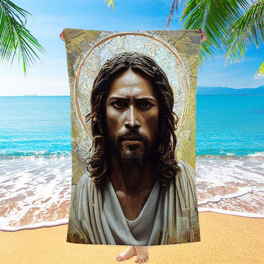 Portrait Of Jesus Christ Beach Towel Pictures - Jesus Art Prints - Jes ...