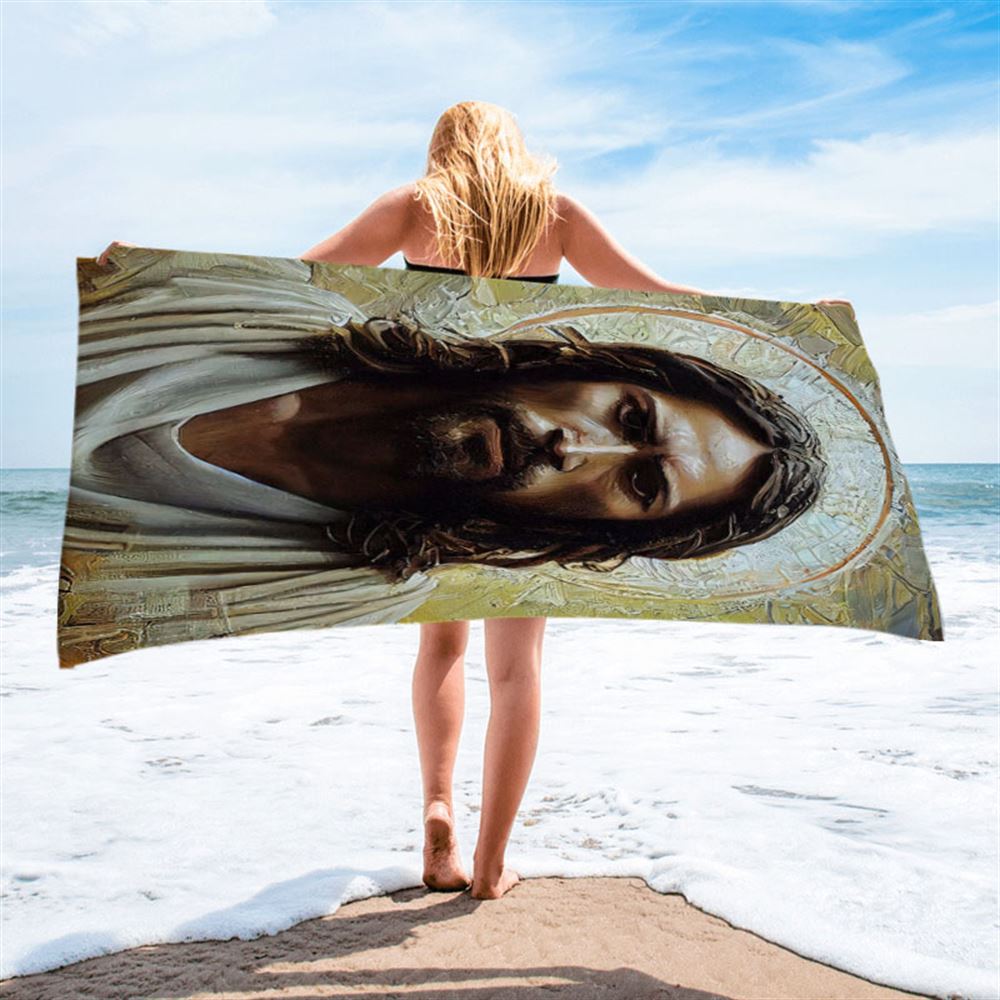Portrait Of Jesus Christ Beach Towel Pictures - Jesus Art Prints - Jesus Art - Christian Beach Towel