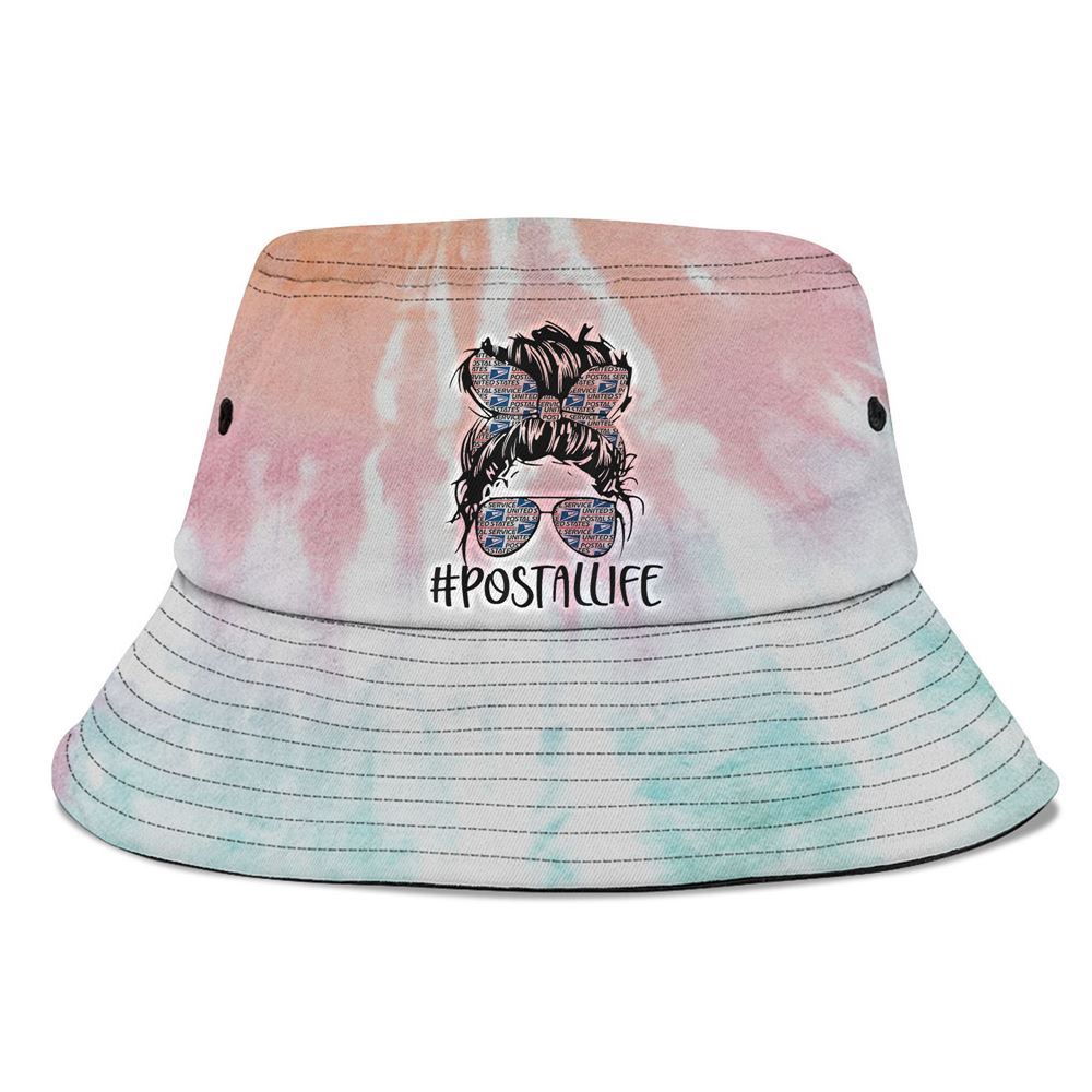 Postallife Mail Carrier Postal Worker Mailwoman Bucket Hat, Mother's Day Bucker Hat, Tie Dye Bucket Hat, Women's Sun Hats