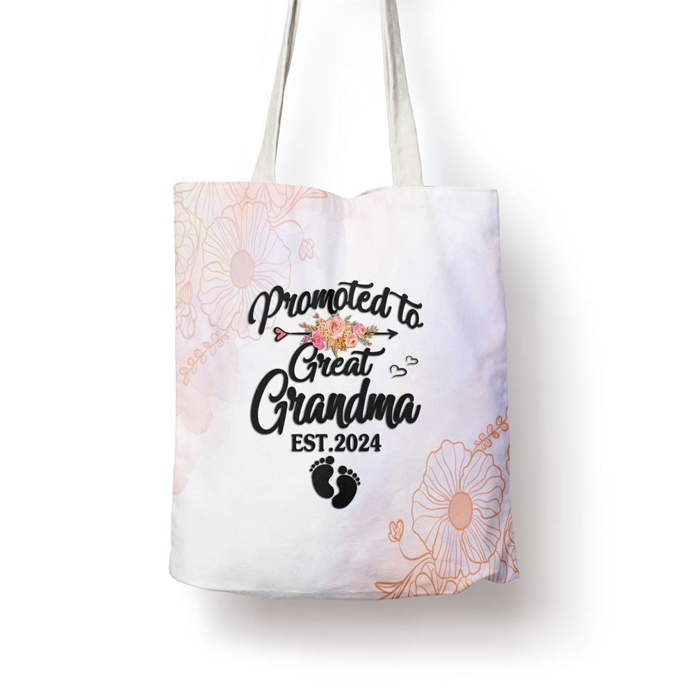 Promoted To Great Grandma 2024 Pregnancy Announcement Tote Bag, Women Tote Bag, Canvas Tote Bag, Printed Tote Bag