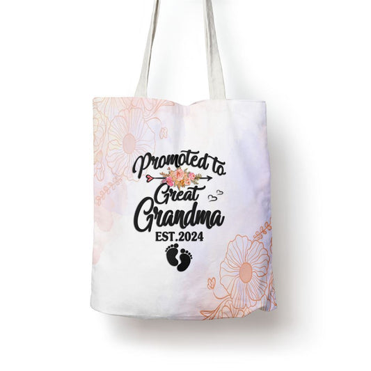 Promoted To Great Grandma 2024 Pregnancy Announcement Tote Bag, Women Tote Bag, Canvas Tote Bag, Printed Tote Bag