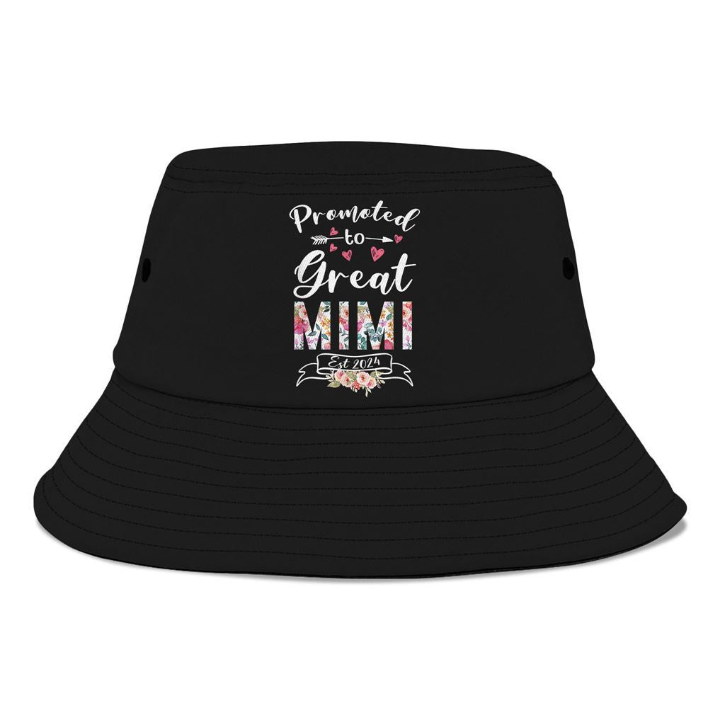 Promoted To Great Mimi Est 2024 Flower Bucket Hat, Mother's Day Bucker Hat, Mother's Day Gift, Women's Sun Hats