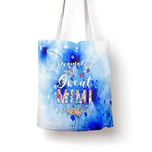 Promoted To Great Mimi Est 2024 Mothers Day Flower Tote Bag, Women Tote Bag, Canvas Tote Bag, Printed Tote Bag