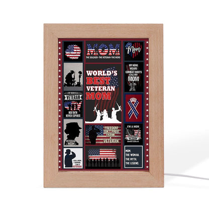 Proud Of Veteran Mom Frame Lamp Prints Vintage, Mother's Day Night Light, Best Mom Ever, Gift For Mom