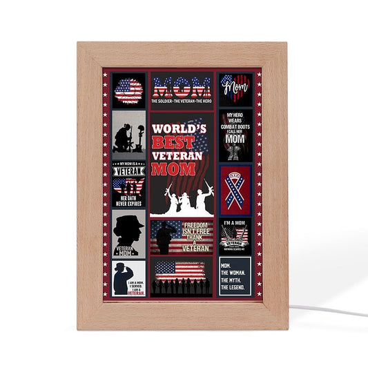 Proud Of Veteran Mom Frame Lamp Prints Vintage, Mother's Day Night Light, Best Mom Ever, Gift For Mom