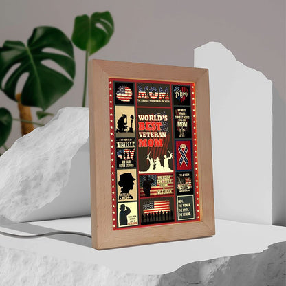 Proud Of Veteran Mom Frame Lamp Prints Vintage, Mother's Day Night Light, Best Mom Ever, Gift For Mom