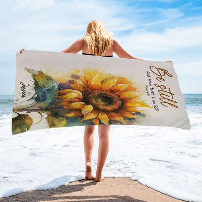 Psalm 4610 Be Still And Know That I Am God Personalized Beach Towel - Religious Beach Towel - Bible Beach Towel