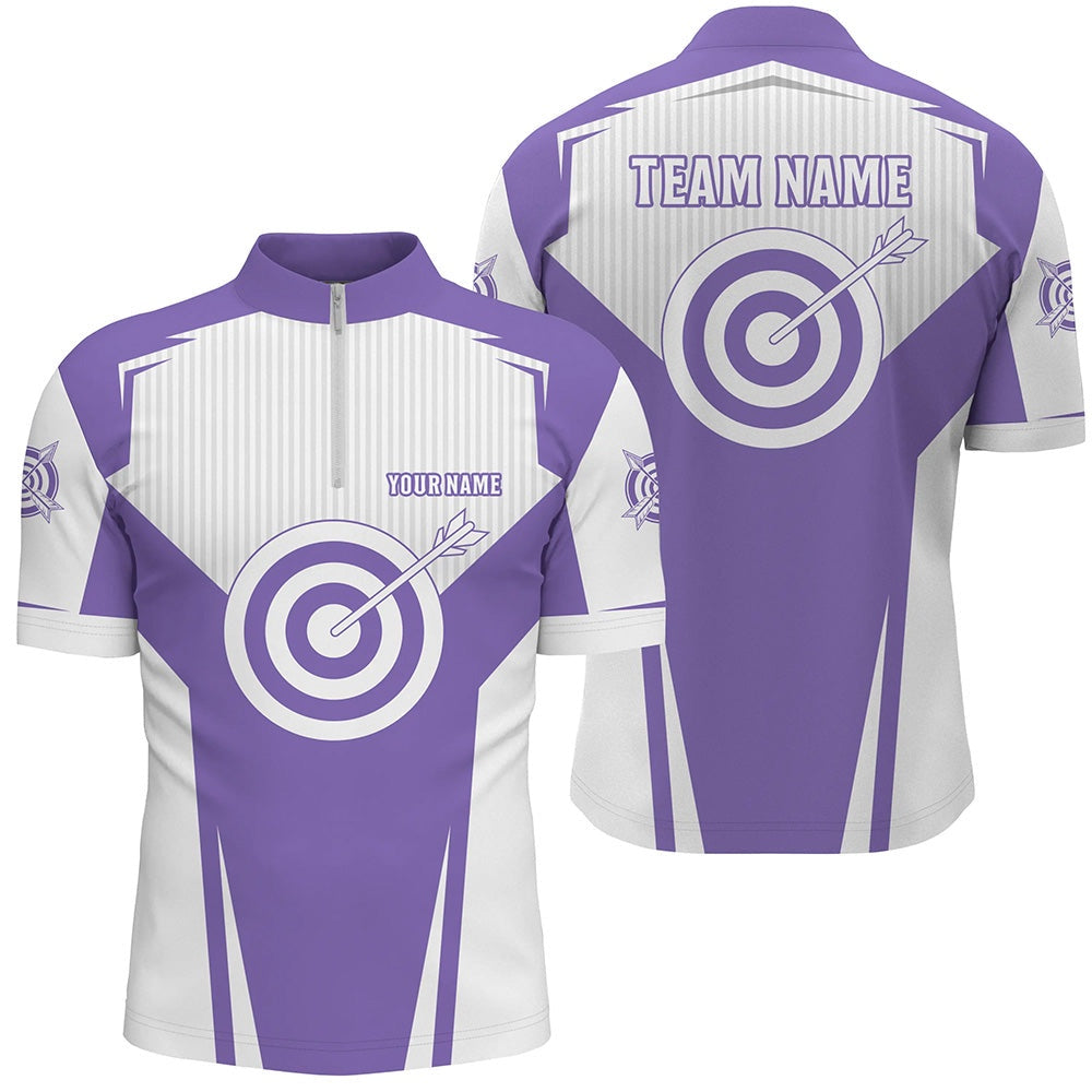 Purple Archery Jerseys Men Quarter-Zip Shirts Custom Team Name Archery Uniform Jerseys, Archery Team Shirts, Custom Archery Shirts