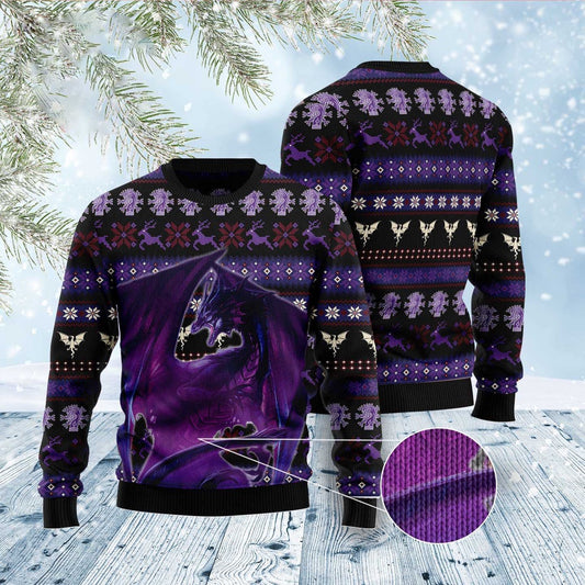 Purple Dragon Ugly Christmas Sweater, Funny Xmas Sweater, Sweater Xmas