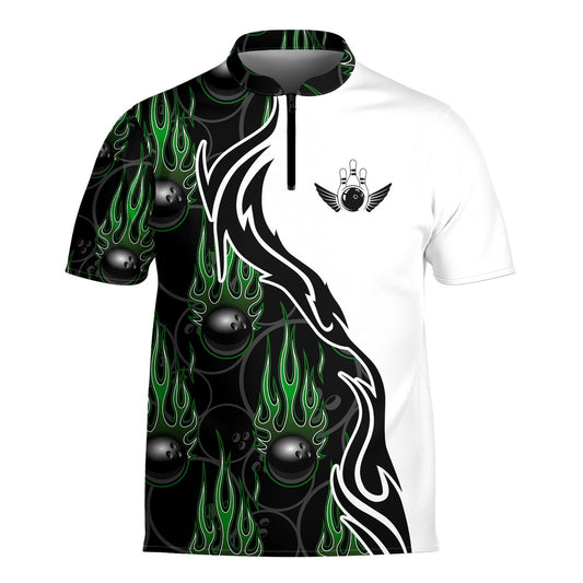 Ramapo Bowling Flames Zip Jersey, Cool Green Fire 3D Sportswear 2025