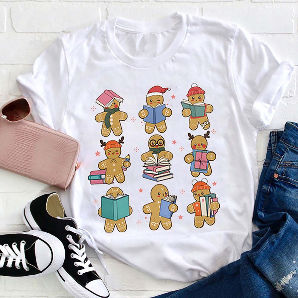 Reading Gingerbread T Shirt, Merry T Shirt, Unisex Christmas Shirts