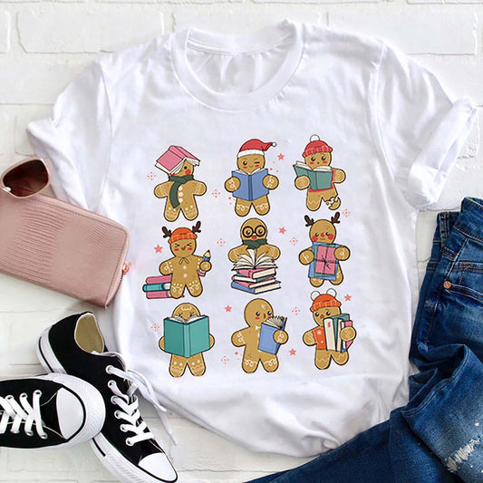 Reading Gingerbread T Shirt, Merry T Shirt, Unisex Christmas Shirts