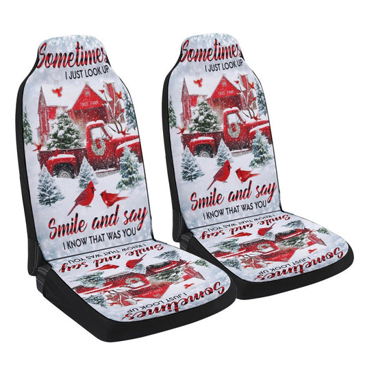 Red Cardinal Winter Snow Christmas Cars Seat Cover, Christmas Car Seat Covers, Car Decor Gift