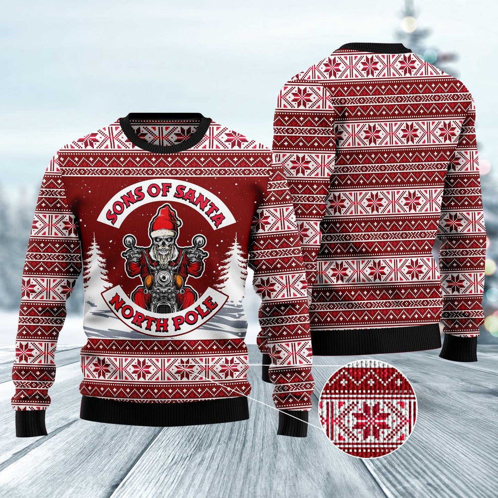 Red Sons Of Santa Ugly Christmas Sweater, Funny Xmas Sweater, Sweater Xmas