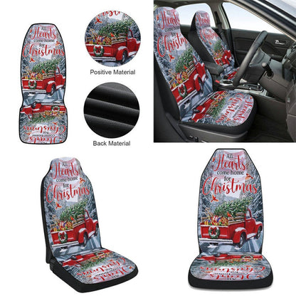 Red Truck American flag All Hearts Come Home For Christmas Cars Seat Cover, Christmas Car Seat Covers, Car Decor Gift