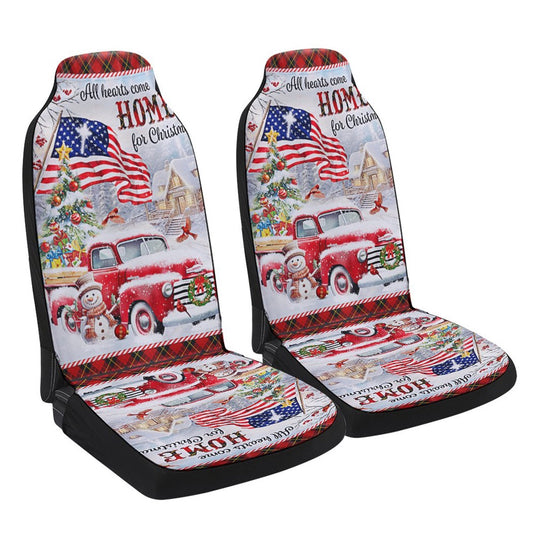 Red Truck Christmas All Hearts Come Home For Christmas Cars Seat Cover, Christmas Car Seat Covers, Car Decor Gift