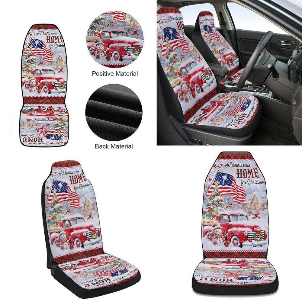 Red Truck Christmas All Hearts Come Home For Christmas Cars Seat Cover, Christmas Car Seat Covers, Car Decor Gift