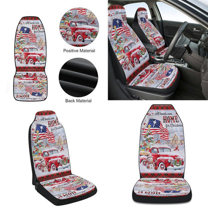 Red Truck Christmas All Hearts Come Home For Christmas Cars Seat Cover, Christmas Car Seat Covers, Car Decor Gift
