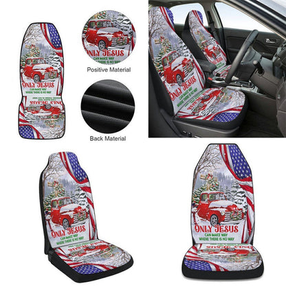 Red Truck Christmas Christian Cross Only Jesus Can Make Way Where There Is No Way Cars Seat Cover, Christmas Car Seat Covers, Car Decor Gift