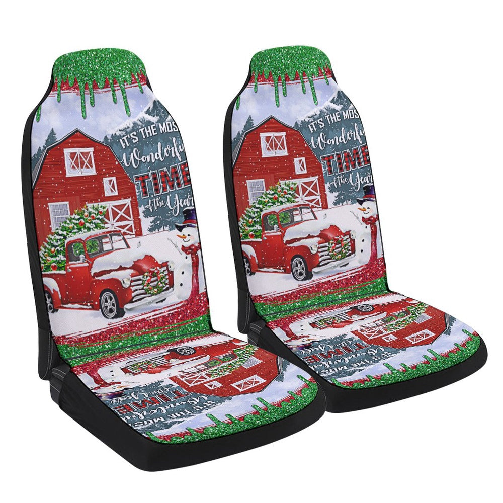 Red Truck Christmas It is The Most Wonderful Time Of The Year Cars Seat Cover, Christmas Car Seat Covers, Car Decor Gift