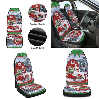 Red Truck Christmas It is The Most Wonderful Time Of The Year Cars Seat Cover, Christmas Car Seat Covers, Car Decor Gift