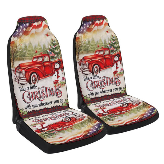 Red Truck Take A Little Christmas With You go Cars Seat Cover, Christmas Car Seat Covers, Car Decor Gift