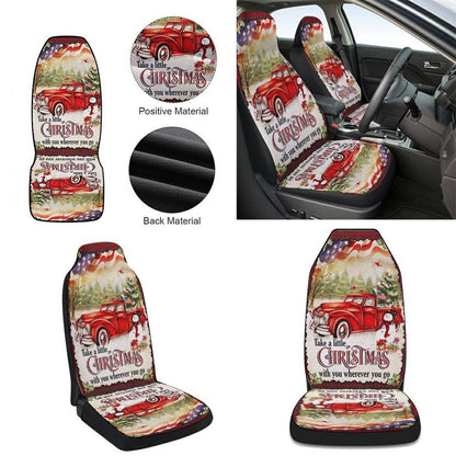Red Truck Take A Little Christmas With You go Cars Seat Cover, Christmas Car Seat Covers, Car Decor Gift