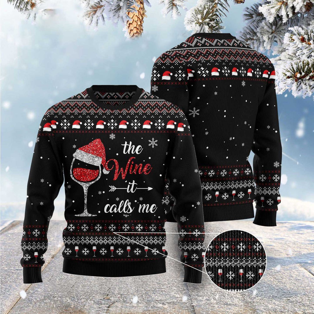 Red Wine It Calls Me Ugly Christmas Sweater, Funny Xmas Sweater, Sweater Xmas