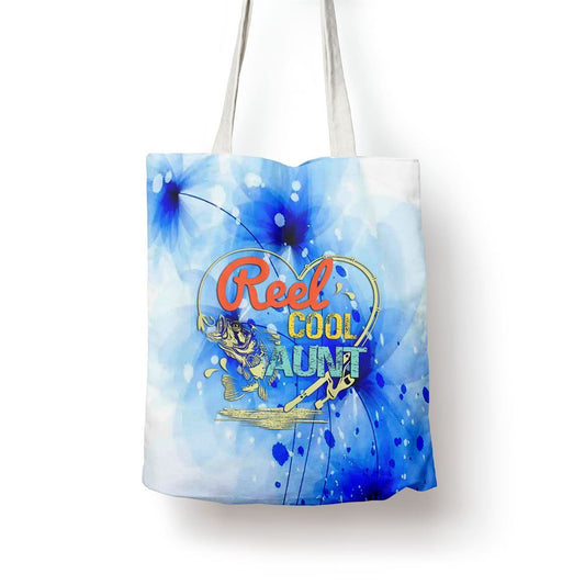 Reel Cool Aunt Fishing Mothers Day For Womens Tote Bag, Women Tote Bag, Canvas Tote Bag, Printed Tote Bag