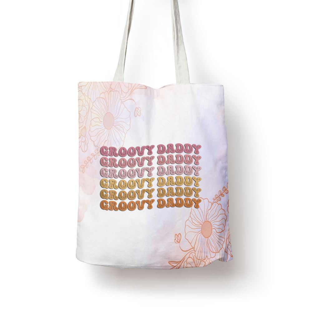 Retro Groovy Hippie Daddy Matching Family Mothers Day Tote Bag, Women Tote Bag, Canvas Tote Bag, Printed Tote Bag