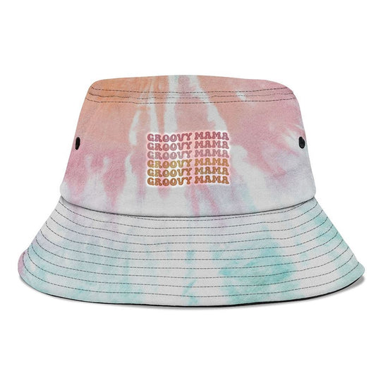Retro Groovy Hippie Mama Matching Family Bucket Hat, Mother's Day Bucker Hat, Tie Dye Bucket Hat, Women's Sun Hats