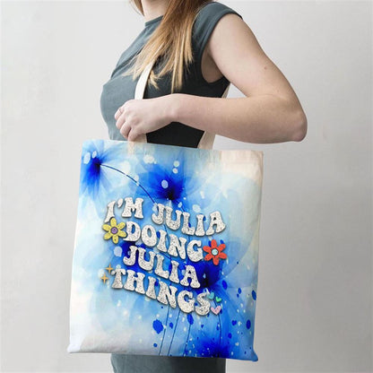 Retro Groovy Im Julia Doing Julia Things Funny Mothers Day Tote Bag, Women Tote Bag, Canvas Tote Bag, Printed Tote Bag